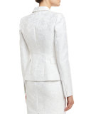 Floral Jacquard Structured Blazer, White