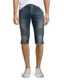 Geno Slim-Fit Cutoff Moto Shorts, Concrete Lake