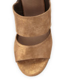 Dickie Suede Chunky-Heel Sandal, Bronze
