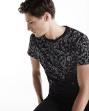 Shatter-Print Short-Sleeve Tee, Black
