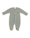 Jungle Rumble Striped Footie Pajamas, Navy, Size 0-9 Months