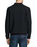 Mixed-Media Track Jacket, Navy Blue