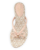 mistic bow flat thong sandal, pale pink