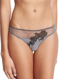 Soie Belle Embroidered Bikini Briefs, Anthracite