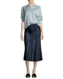 Satin Bias-Cut Slip Skirt