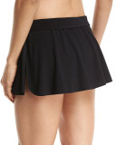 Basic Solid Skirted Swim Bottom, Black, Plus Size