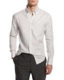 Basic-Fit Small-Check Sport Shirt, Gray
