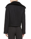 Shearling Fur-Lined Moto Jacket, Black