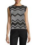 Bicolor Mesh Zigzag Tank