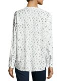 Dane Printed Long-Sleeve Top, White