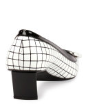 Belle Vivier Graphic Grid Pump, White/Black