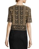 Priya Embroidered Cropped Jacket, Bronze