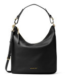 Lupita Large Leather Hobo Bag, Black