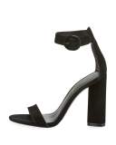 Giselle Suede Chunky-Heel Sandal, Black