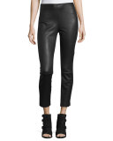 Josephine Leather Combo Leggings, Black
