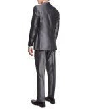 Two-Piece Notch-Lapel Suit, Gray/Jet Black