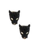 Crystal Panther Post Earrings, Black