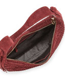 Zoe Woven Suede Hobo Bag, Bordeaux