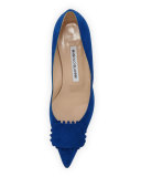 Bottopla Square-Detail Suede Pump, Cobalt