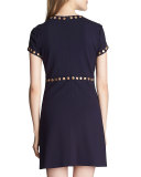 Sophia Short-Sleeve Stud-Trim Dress 