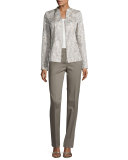 Floral-Print Paneled Jacquard Jacket, Multi