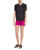 Scallop-Hem Pull-On Shorts