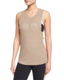 Heat Wave Sleeveless Ribbed Sport Tank, Gravel