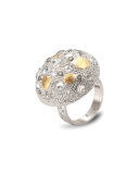 Opera Silver Crystal & Diamond Dome Ring, Size 7