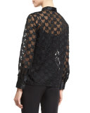 Embroidered Georgette Blouse, Black