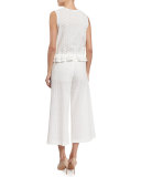 Sleeveless Lace-Back Top, White