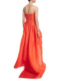 Strapless Draped Gown, Orange