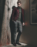 Sequined Two-Button Sport Coat, Burgundy
