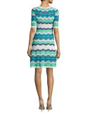 Vanise Zigzag Half-Sleeve Dress