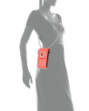 Riot Crocodile-Embossed Shoulder Wallet, Coral