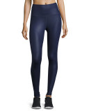 Airbrush High-Waist Sport Leggings, Rich Navy Glossy