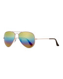 Standard Mirrored Iridescent Aviator Sunglasses, Gold