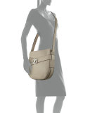 Gemini Belted Leather Hobo Bag, French Gray