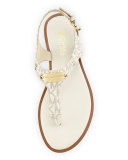  Logo-Plate Leather Thong Sandal