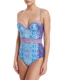 Marrakech Express Underwire One-Piece Swimsuit W/Belt, Multi