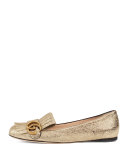 Marmont Fringe Leather Ballerina Flat, Gold