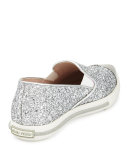 Glitter Cap-Toe Skate Sneaker, Argento