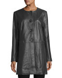 Basic Long Leather Jacket