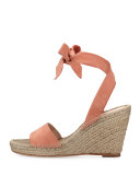 Harper Ankle-Wrap Wedge Espadrille Sandal, Medium Pink