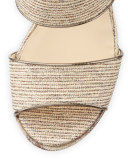 Parker Striped 100mm Wedge Sandal, Natural/Multi