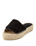 Sammy Fringe Suede Slide Sandal, Black