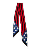 Stars and Stripes Super Skinny Silk Scarf, Black