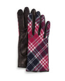 Plaid Cashmere-Back Leather Gloves