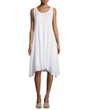 Sleeveless Round-Neck Paillette Dress, White