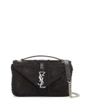 Monogram Medium Macrame Suede Slouchy Chain Shoulder Bag, Black