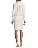 Filip Notched Shawl-Collar Shirtdress, Ecru